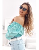 Kurze Bluse mit Rüschen unten, Mint MP29390 – Online-Shop – Boutique